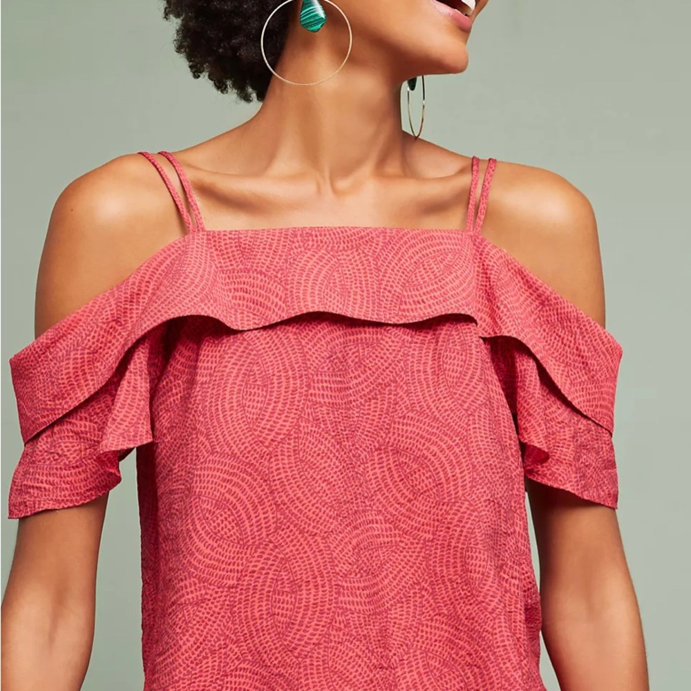 ANTHROPOLOGIE MAEVE Mandalay Open-Shoulder Blouse Size XS